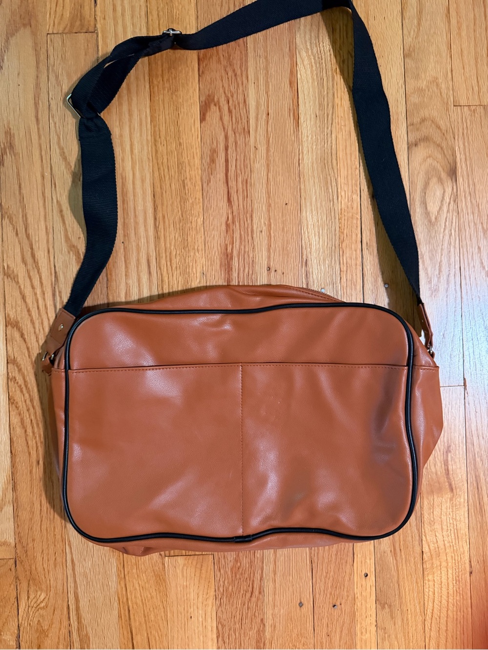 Women’s Tan Leather-look Messenger Bag with Adjustable Strap